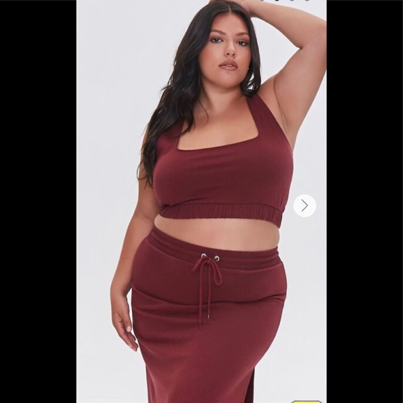 NEW Forever 21 Plus Size Crop Top & Maxi Skirt Set Wine 0X - Picture 2 of 5